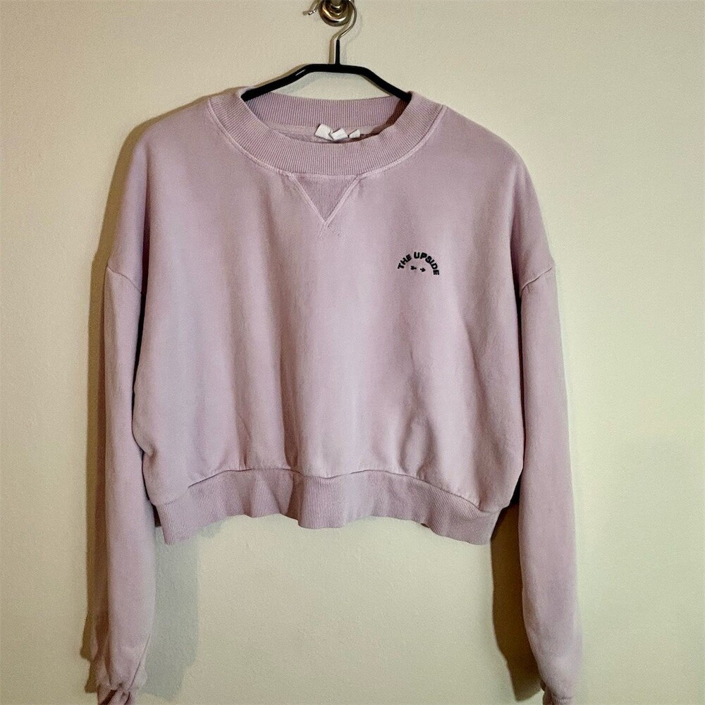 THE UPSIDE Crewneck Sweatshirt Womens M Orchid Purple Embroidered Logo